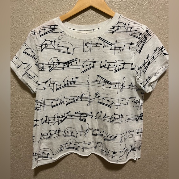 Anthropologie Tops - Anthropologie Maeve Musical Note Print Tee - White and Black XS